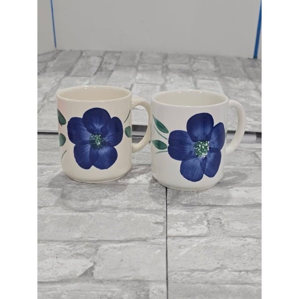 ITALY LA CERAMICA VBC Hand Painted Floral Colorful Set of 2 Mugs Pier 1